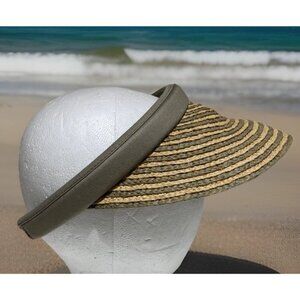 KATE LORD  Woven Straw Visor Golf Hat Sun Hat Beachwear Beige One Size